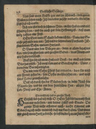 V. Ein tröstlich Lied in grosser Noth.
