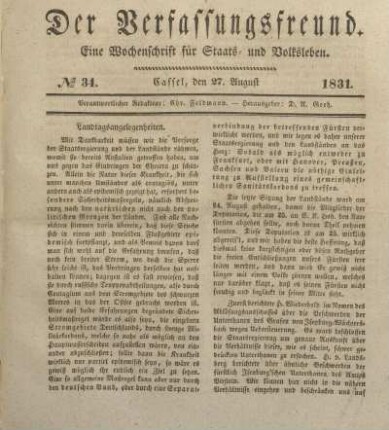 № 34. Cassel, den 27. August. 1831.