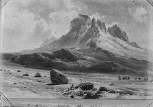 Zeichnung : Zeichnung des verschneiten Mawenzi-Gipfels