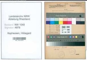 Entnazifizierung Hildegard Kayhausen , geb. 21.09.1904 (Lehrerin)