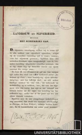 Landbouw en Nijerheid. Het suikerriet sap.