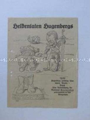 Illustriertes Propagandaflugblatt mit Karikaturen auf das Verhältnis zwischen Hugenberg und Hitler