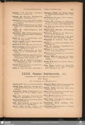 XXXXI. Siegener Bezirksverein.