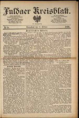 Erste Ausgabe vom Samstag, den 11. Februar 1899.