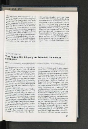 Vom 75. zum 100. Jahrgang der Zeitschrift Die Heimat (1969-1993)