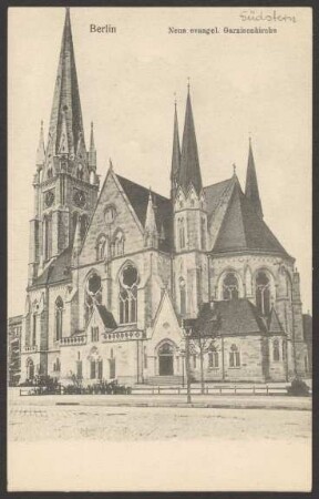 Ansichtskarte „Neue evangel. Garnisonkirche“ am Kaiser-Friedrich-Platz