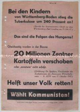 Propagandaflugblatt der KPD zu den Kommunalwahlen in Württemberg-Baden (?)