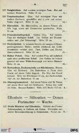 Elfenbein – Silhouetten – Dosen – Perlmutter – Wachs (Nr. 537-582)