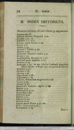 II. Index Historicus
