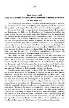 Das Magnetfeld einer elektrischen Strömung im anisotropen leitenden Halbraum