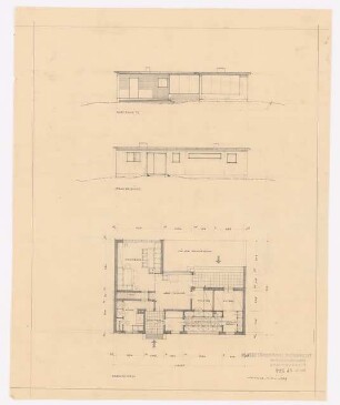 Siedlung Hinrichssegen, Bruckmühl Doppelwohnhaus: Grundriss, Aufrisse 1:100