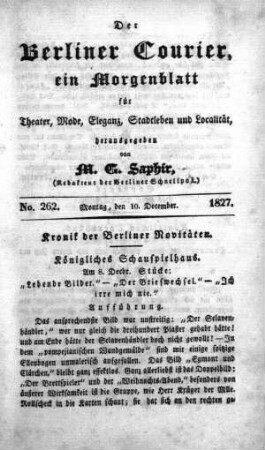 No. 262, Montag, den 10. December 1827