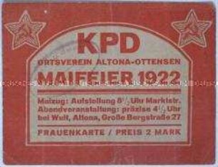 Einlasskarte zur Maifeier der KPD in Altona