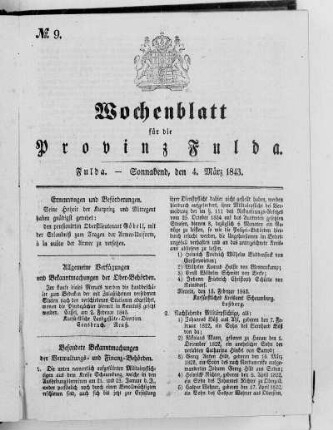 Nr. 9, Ausgabe vom 4. März 1843