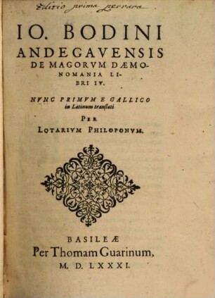 De Magorum Daemonomania : libri IV