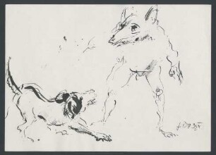 Der Hund des Bauern bedroht Reineke