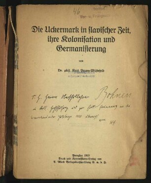Die Uckermark in slavischer Zeit, ihre Kolonisation und Germanisierung