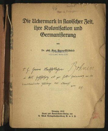 Die Uckermark in slavischer Zeit, ihre Kolonisation und Germanisierung