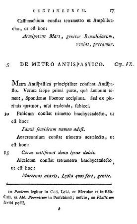 Cap. VI. De metro antispastico.