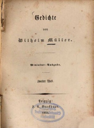 Gedichte von Wilhelm Müller. 2