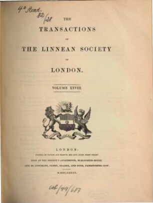 The transactions of the Linnean Society of London. 28. 1871/73