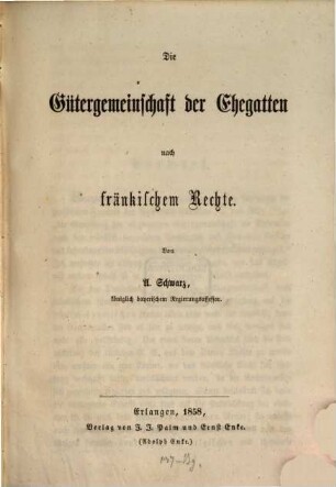 Die Gütergemeinschaft der Ehegatten nach fränkischem Rechte