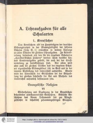 A. Lehraufgaben für alle Schularten
