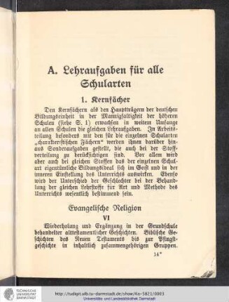 A. Lehraufgaben für alle Schularten