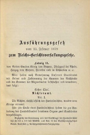 Ausführungsgesetz zum Reichs-Gerichtsverfassungsgesetze : vom 23. Februar 1879 ; Textausgabe mit Einleitung, Anmerkungen und Sachregister