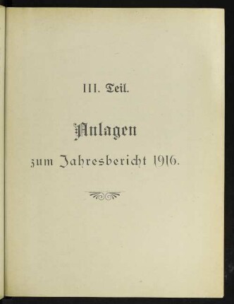 III. Teil. Anlagen zum Jahresbericht 1916.