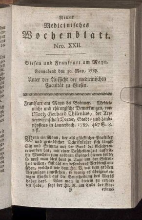 Nro. XXII. Sonnabend den 30. May, 1789.