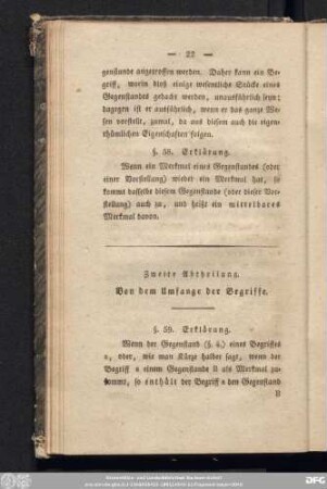 Zweite Abtheilung. Von dem Umfange der Begriffe.