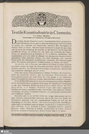 Textile Kunstindustrie in Chemnitz