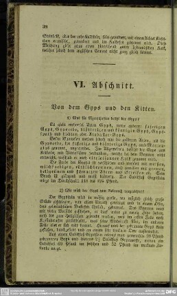 VI. Abschnitt. Von dem Gyps und den Kitten