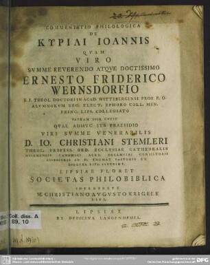 Commentatio Philologica De Kyriai Joannis