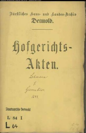 Lehmann, Simon, Vogt zu Schötmar gegen Johann Giessenbier zu Salzuflen - Schuldforderung