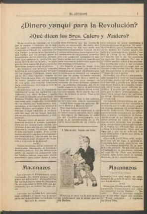 ¿Dinero yanqui para la revolución? : ¿Qué dicen los Sres. Calero y Madero?