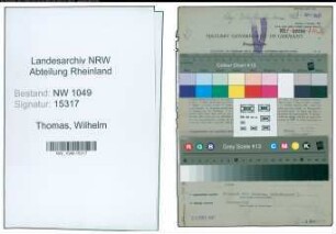 Entnazifizierung Wilhelm Thomas , geb. 31.12.1888 (Kassensekretaer)