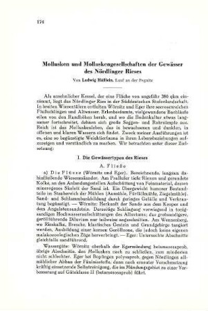 Mollusken und Molluskengesellschaften der Gewässer des Nördlinger Rieses