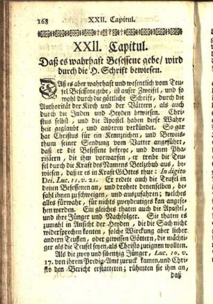 XXII. Capitul. Daß es wahrhaft Besessene gebe / wird durch die H. Schrift bewiesen.