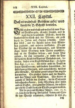 XXII. Capitul. Daß es wahrhaft Besessene gebe / wird durch die H. Schrift bewiesen.