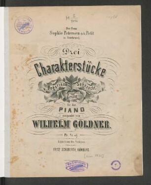 Drei Charakterstücke für das Piano