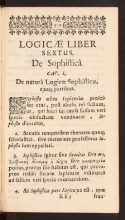 Logicae Liber Sextus. De Sophistica. Cap. I. - XIX.