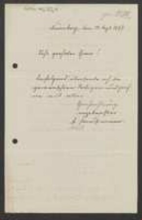 Brief von Ernst Kaufmann an Unbekannt