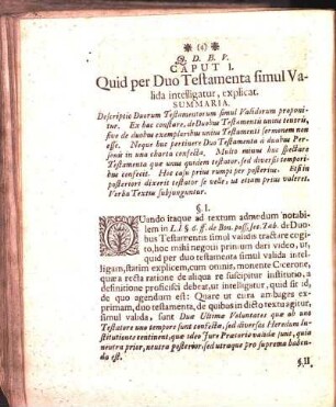 Caput I. Quid per Duo Testamenta simul Valida intelligatur, explicat.