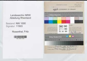 Entnazifizierung Fritz Rosenthal, geb. 18.02.1895 (Buchhalter)