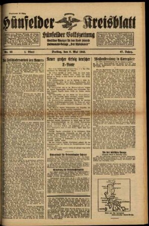 Erste Ausgabe vom Freitag, den 08. Mai 1942.