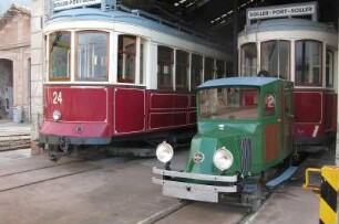Historische Strassenbahn im Depot in Soller