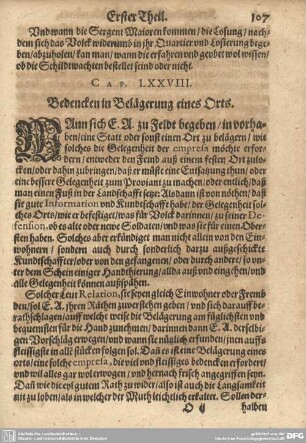 Cap. LXXVIII. Bedencken in Belägerung eines Orts.