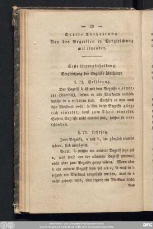 Erste Unterabtheilung. Vergleichung der Begriffe überhaupt.
